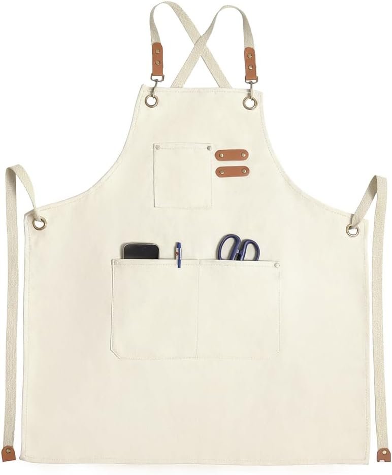Cotton Canvas Chef Apron Three Pockets Unisex