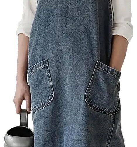 Deep Blue Denim Bib Apron Large Pockets