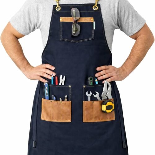 Heavy-Duty Double-Layer Canvas Work Apron Ten Pockets