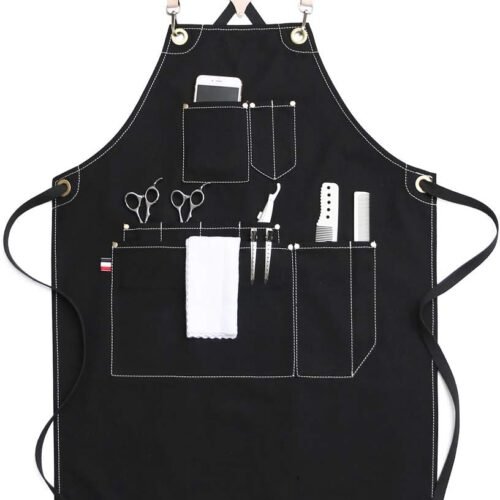 Durable Cross-Back Work Apron Pockets Utility Design