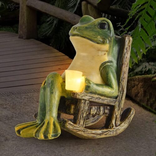 Solar Garden Frog Statue Lights