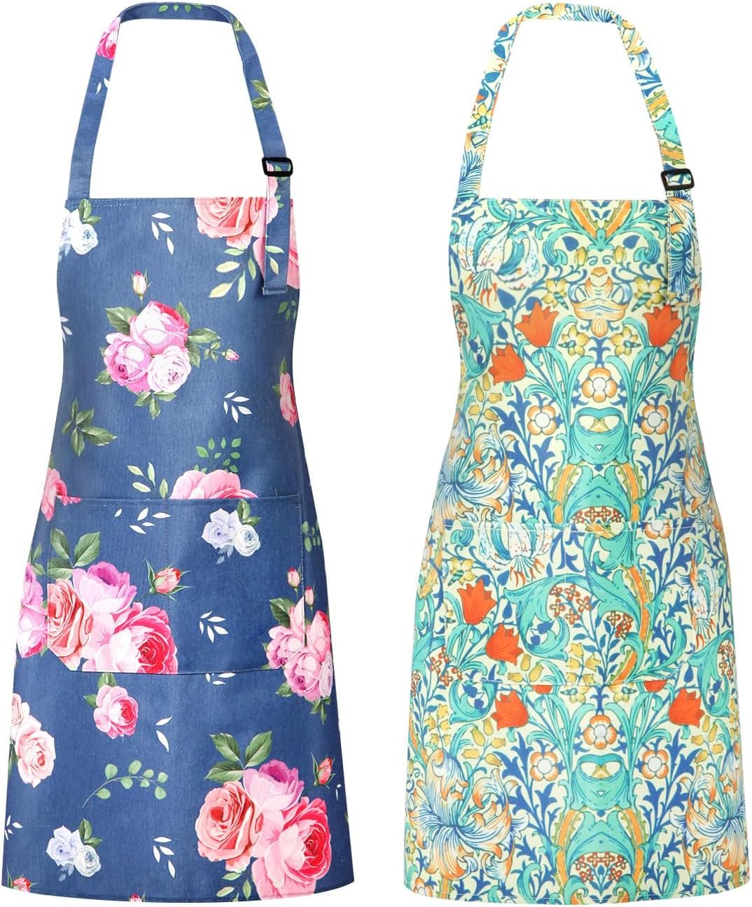 Cotton Canvas Waterproof Floral Apron Cooking Painting