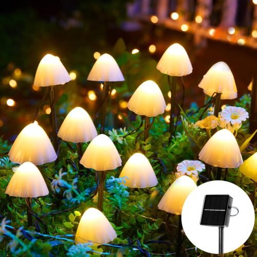Solar Garden Mushroom String Lights