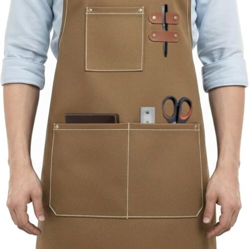 Heavy-Duty Canvas Cross-Back Work Apron Three Pockets