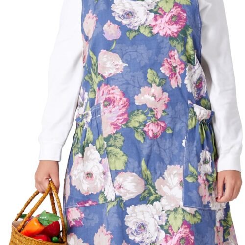 Floral Cotton Linen Cross-Back Apron Plus Size