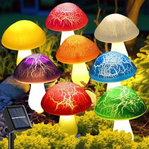 Solar Garden Cracked Mushroom Lights