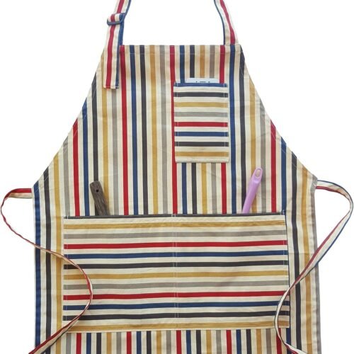 Striped Canvas Chef Apron with Long Ties