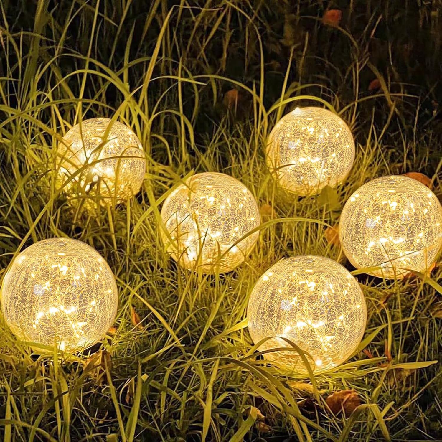 Solar Garden Crackle Glass Lights
