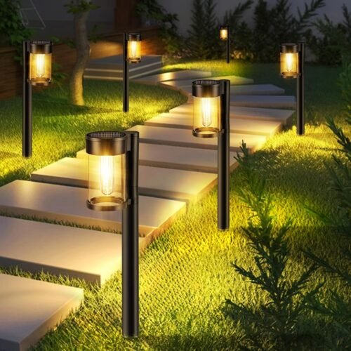 Solar Garden Glass Lampshade Path Lights