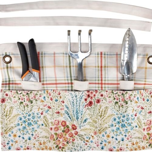Mixed Floral Canvas Half Apron Three Pockets