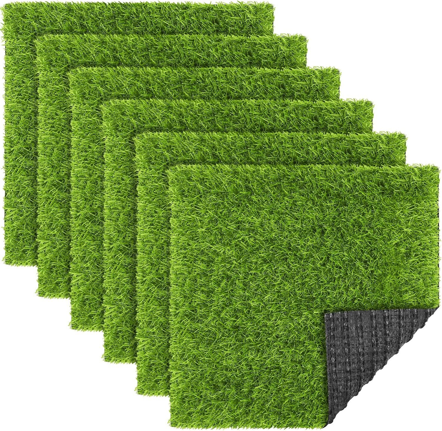 Artificial Grass Square Mat Fake Grass Turf Patch with Drainage Hole